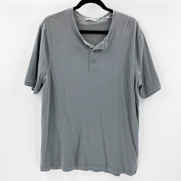 Vince Other - Vince Men's Gray Short Sleeve Casual Henley Top Size L